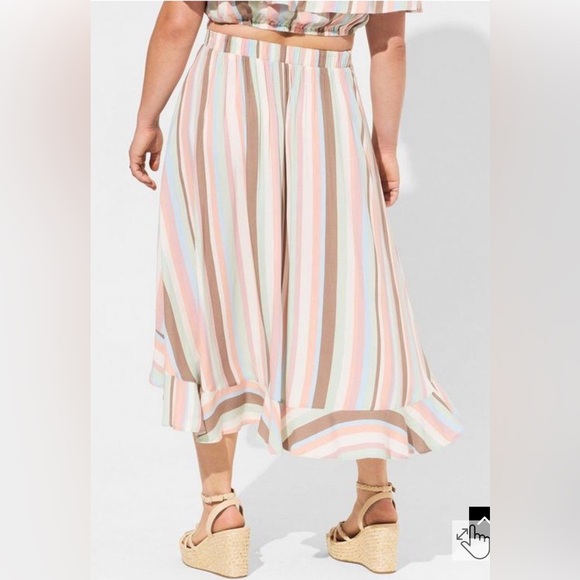 Torrid sz 4 Midi Challis Off Shoulder Hi-Low Skirt Set NWT - Picture 4 of 12